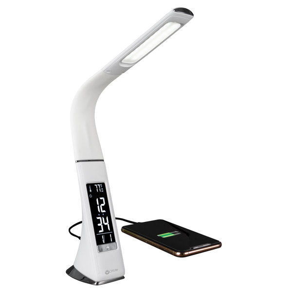 OttLite Thrive LED Sanitizing Desk Lamp with Clock, USB, Touch